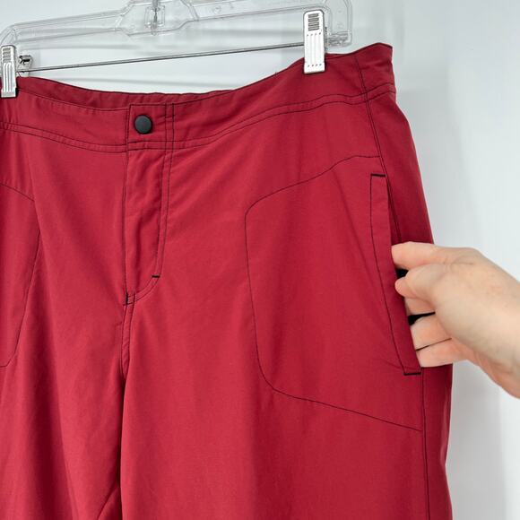 Marmot Womens Crop Capri Pant Large Cranberry Lightweight Hiking Travel Tie Cuff - Picture 3 of 9